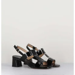 Sandales 60S Bout Carre En Cuir Vernis Noir - Lefai2 Vernice Nero