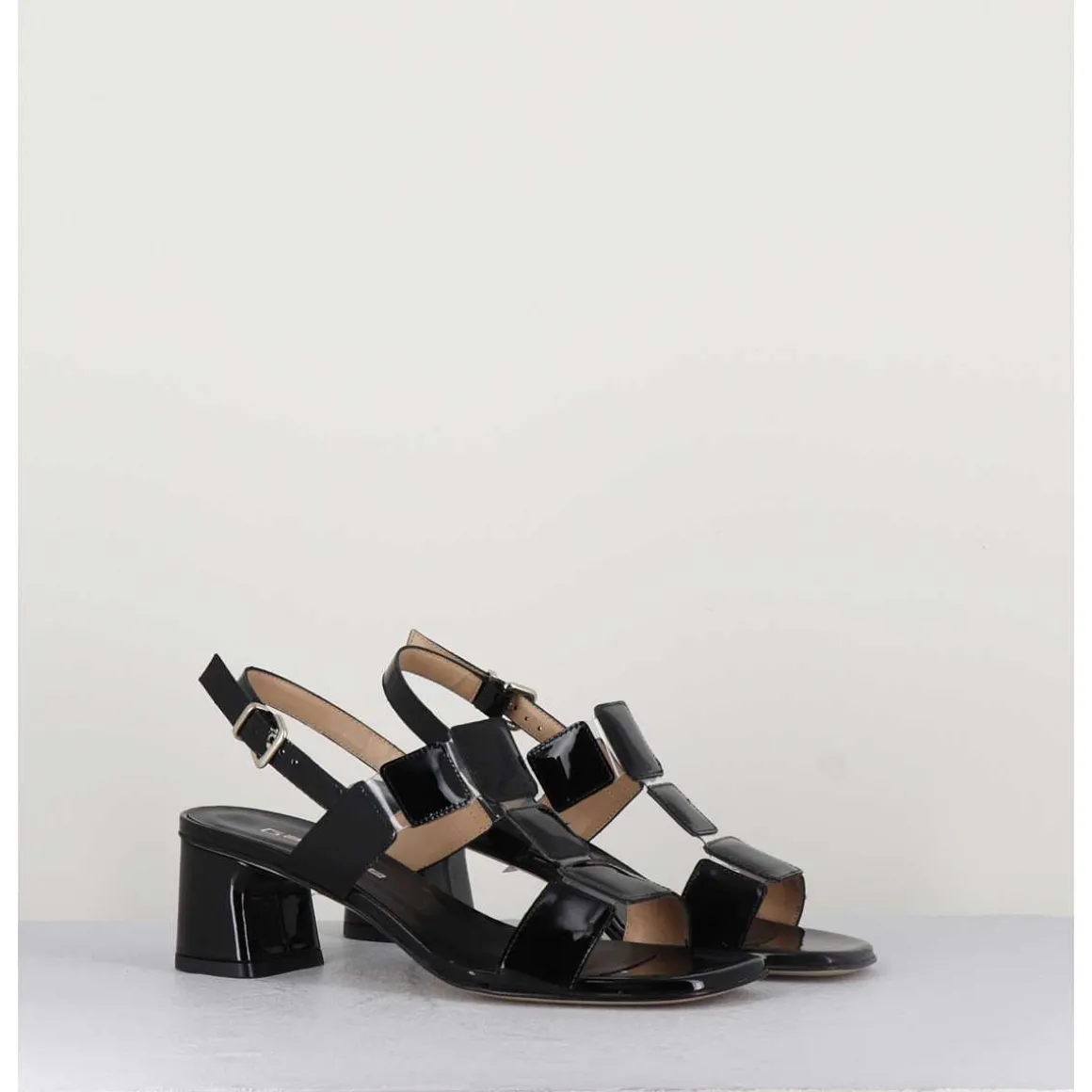 Sandales 60S Bout Carre En Cuir Vernis Noir - Lefai2 Vernice Nero