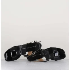 Sandales 60S Bout Carre En Cuir Vernis Noir - Lefai2 Vernice Nero