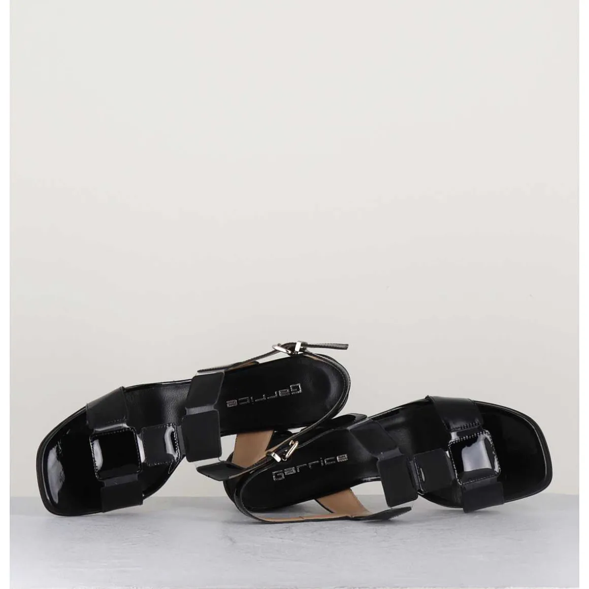 Sandales 60S Bout Carre En Cuir Vernis Noir - Lefai2 Vernice Nero