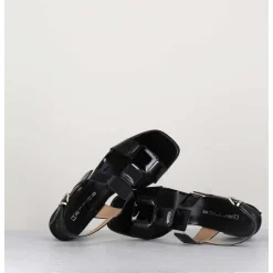 Sandales 60S Bout Carre En Cuir Vernis Noir - Lefai2 Vernice Nero