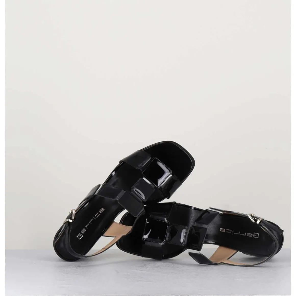 Sandales 60S Bout Carre En Cuir Vernis Noir - Lefai2 Vernice Nero