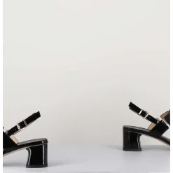 Sandales 60S Bout Carre En Cuir Vernis Noir - Lefai2 Vernice Nero