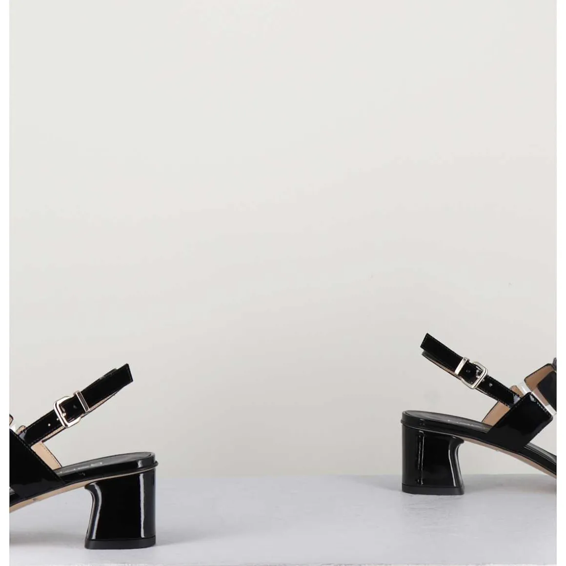 Sandales 60S Bout Carre En Cuir Vernis Noir - Lefai2 Vernice Nero