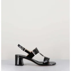 Sandales 60S Bout Carre En Cuir Vernis Noir - Lefai2 Vernice Nero
