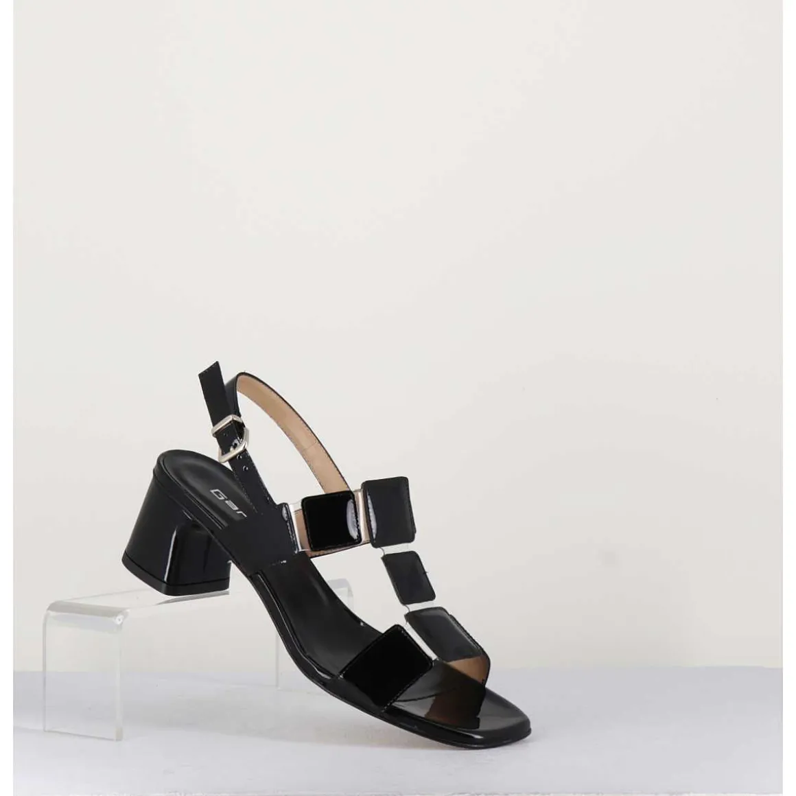 Sandales 60S Bout Carre En Cuir Vernis Noir - Lefai2 Vernice Nero