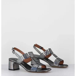 Sandales 60S Cuir Imprime Boule A Facettes - Lefai10 Ball Silver
