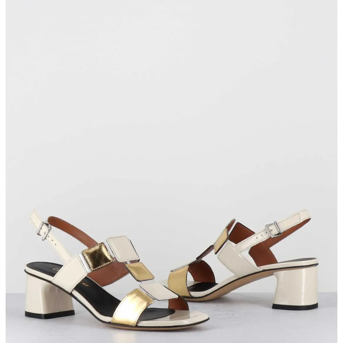 Sandales 60S En Cuir Blanc Casse & Dore - Lefai6 Lux Talco