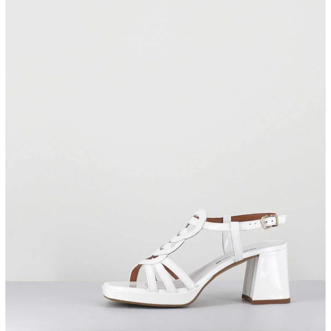Sandales 70S En Cuir Vernis Blanc - Taga Vernice Bianco