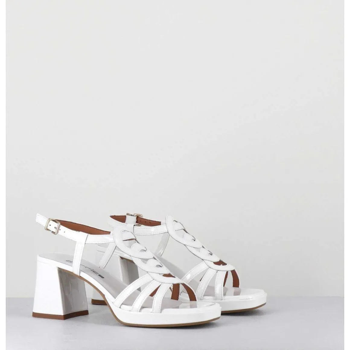 Sandales 70S En Cuir Vernis Blanc - Taga Vernice Bianco