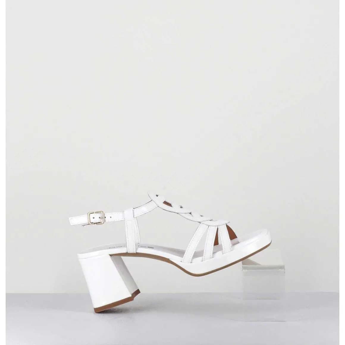 Sandales 70S En Cuir Vernis Blanc - Taga Vernice Bianco