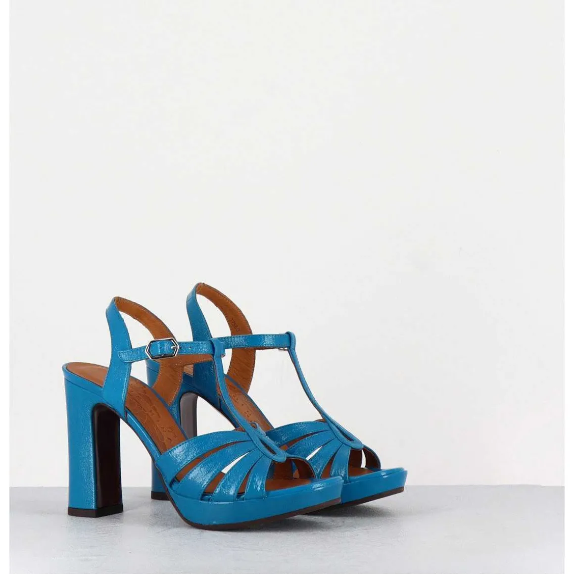 Sandales Salome Talon Haut Naplak Bleu - Cafra Ferrari Blue