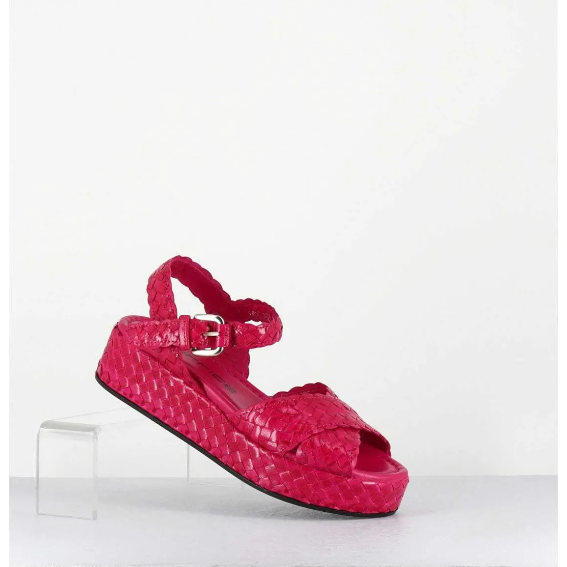 Sandales Semelle Epaisse En Cuir Tresse Rose Indien - Vero24 Lirio