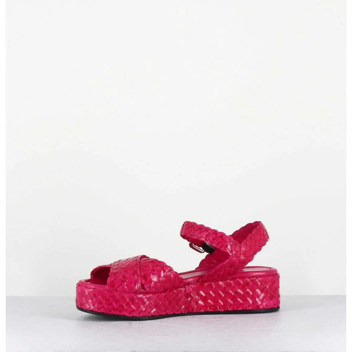 Sandales Semelle Epaisse En Cuir Tresse Rose Indien - Vero24 Lirio