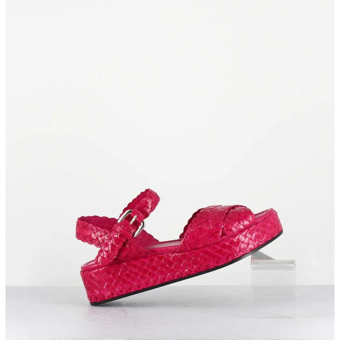 Sandales Semelle Epaisse En Cuir Tresse Rose Indien - Vero24 Lirio