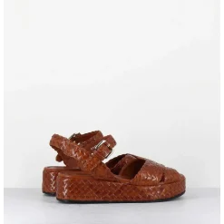 Sandales Semelle Epaisse En Cuir Tresse Marron - Vero24 Brown