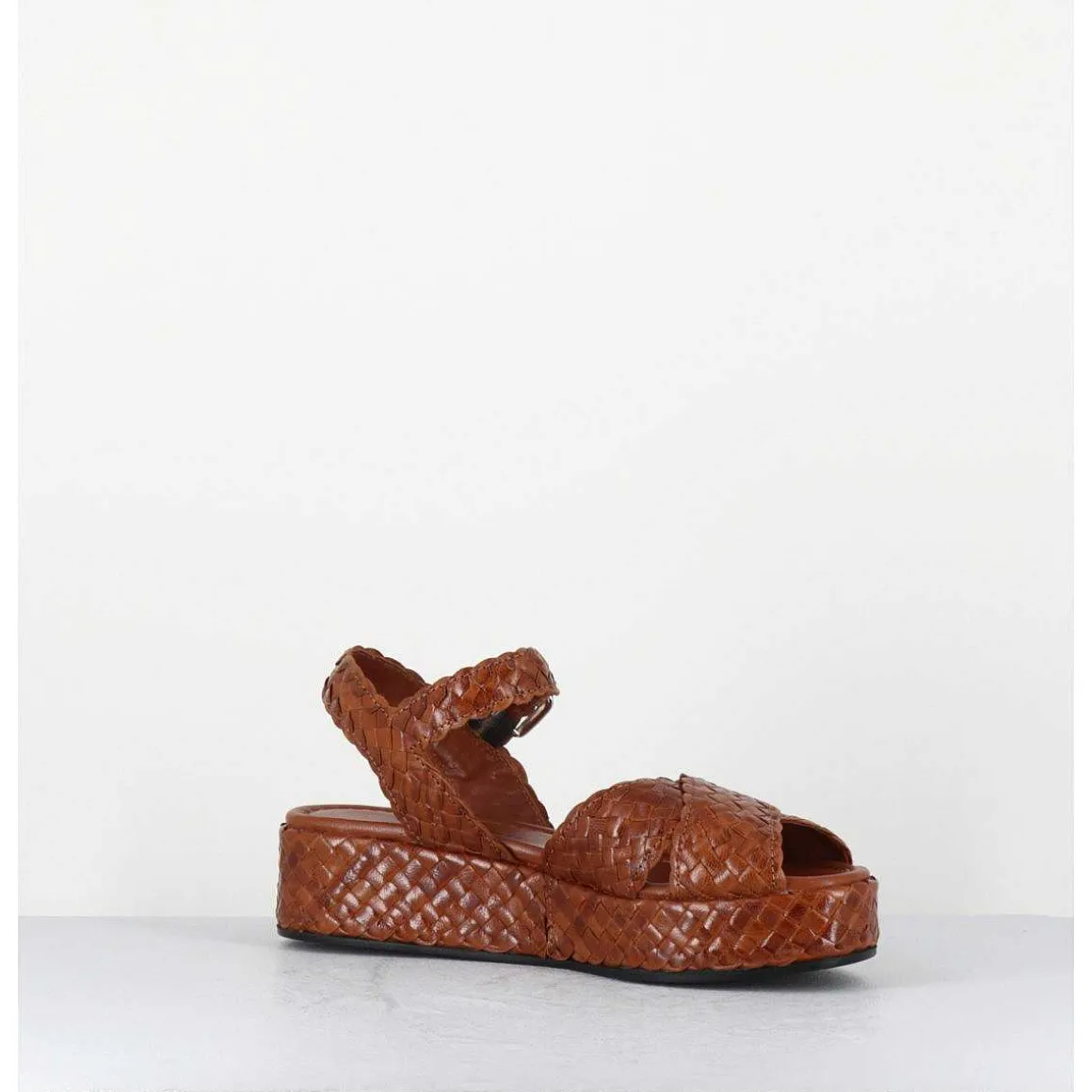 Sandales Semelle Epaisse En Cuir Tresse Marron - Vero24 Brown