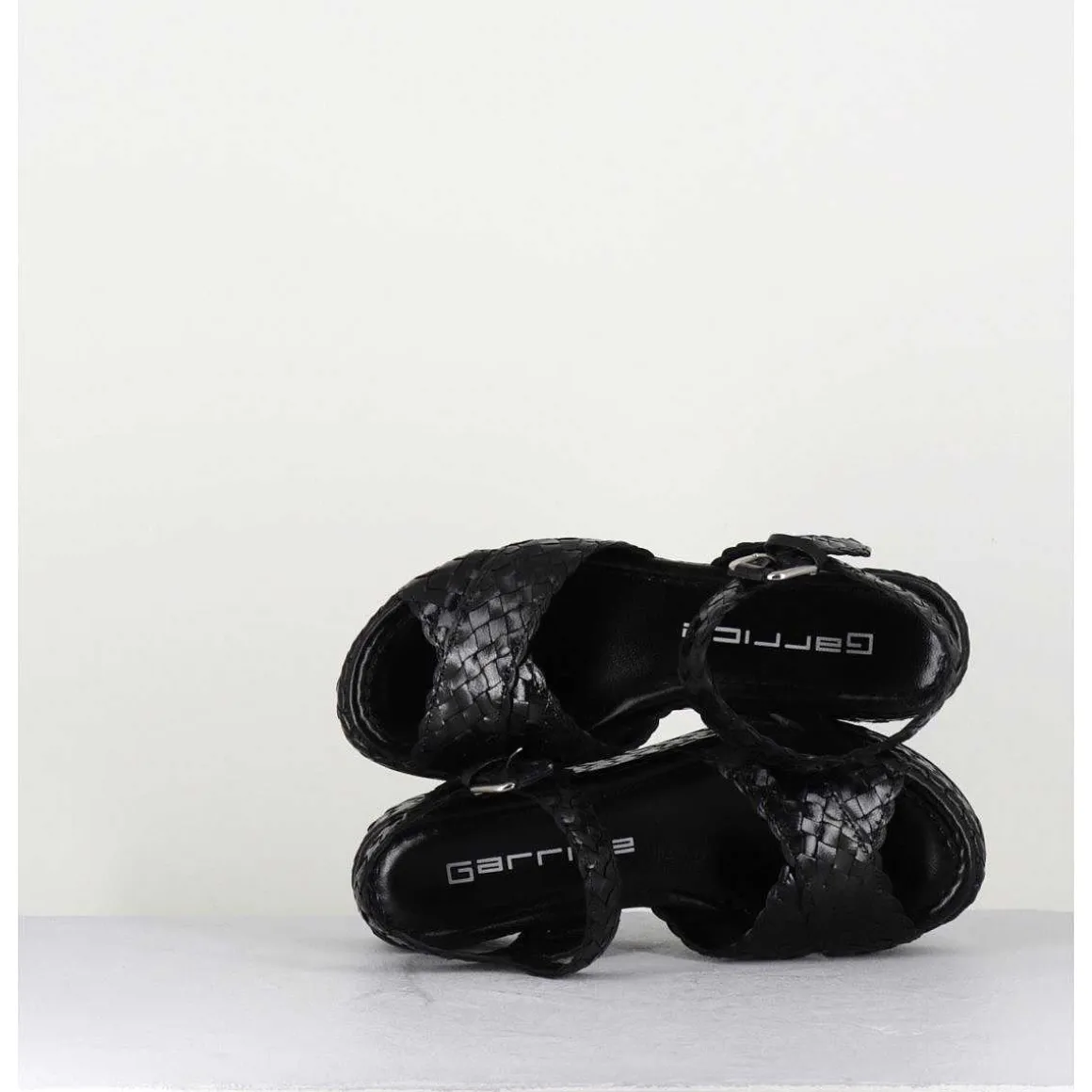 Sandales Semelle Epaisse En Cuir Tresse Noir - Vero24 Nero