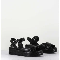 Sandales Semelle Epaisse En Cuir Tresse Noir - Vero24 Nero