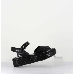 Sandales Semelle Epaisse En Cuir Tresse Noir - Vero24 Nero