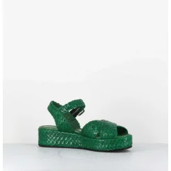 Sandales Semelle Epaisse En Cuir Tresse Vert - Vero24 Mela
