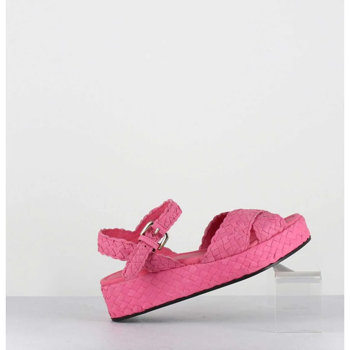 Sandales Semelle Epaisse En Cuir Tresse Rose Bonbon - Vero24 Fresa