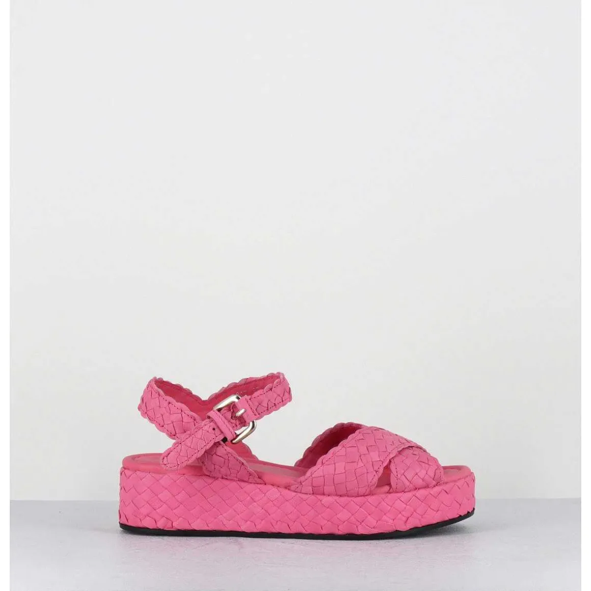 Sandales Semelle Epaisse En Cuir Tresse Rose Bonbon - Vero24 Fresa