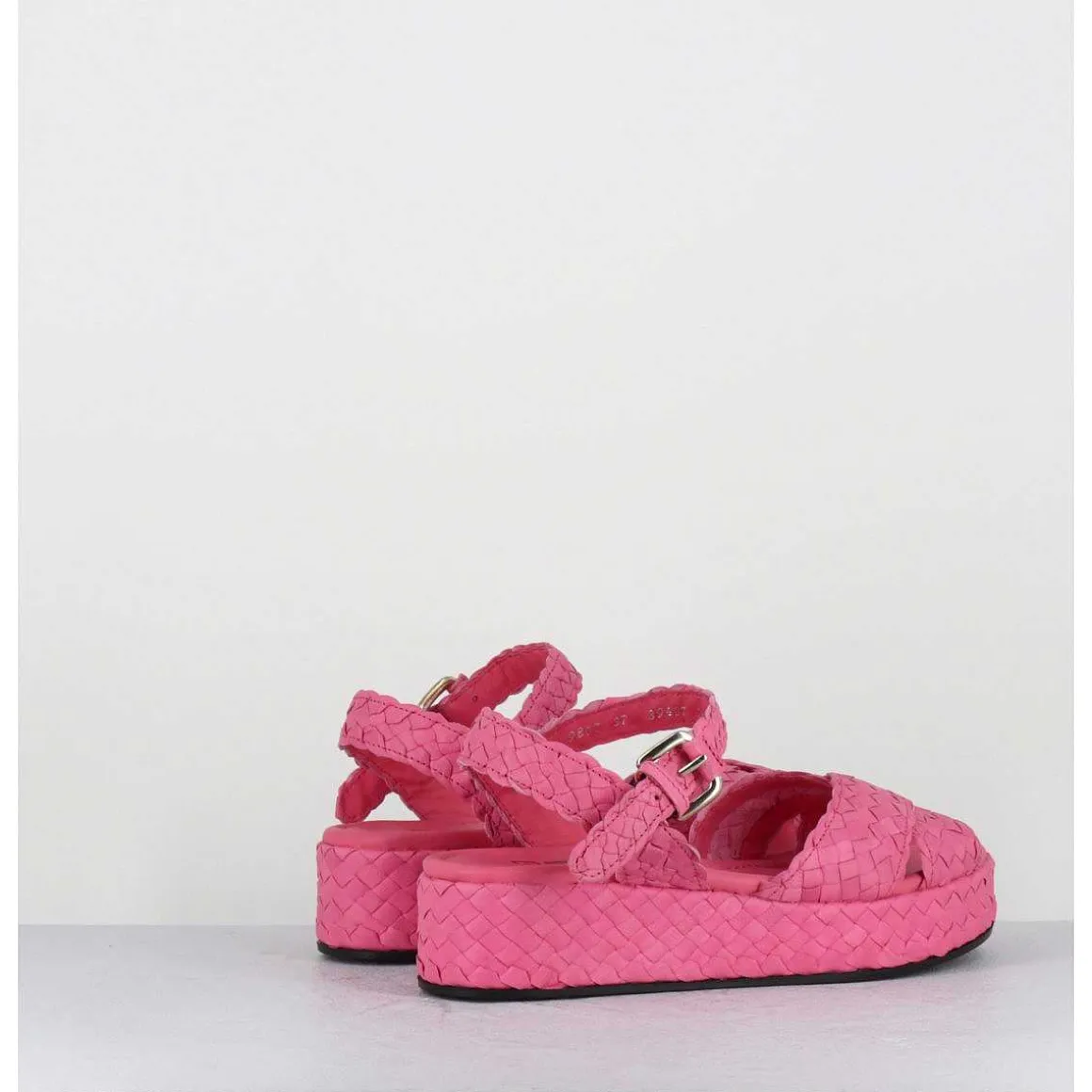 Sandales Semelle Epaisse En Cuir Tresse Rose Bonbon - Vero24 Fresa