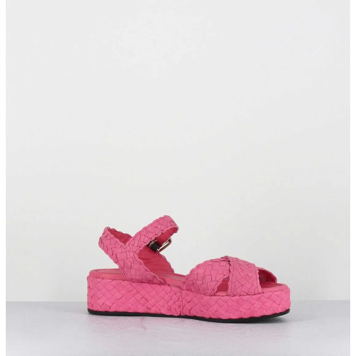 Sandales Semelle Epaisse En Cuir Tresse Rose Bonbon - Vero24 Fresa