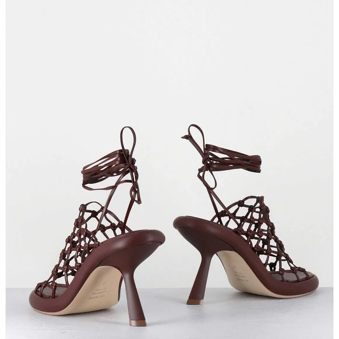 Sandales Talon Destructure En Cuir Tresse Chocolat - 1C6962D Knot Brown