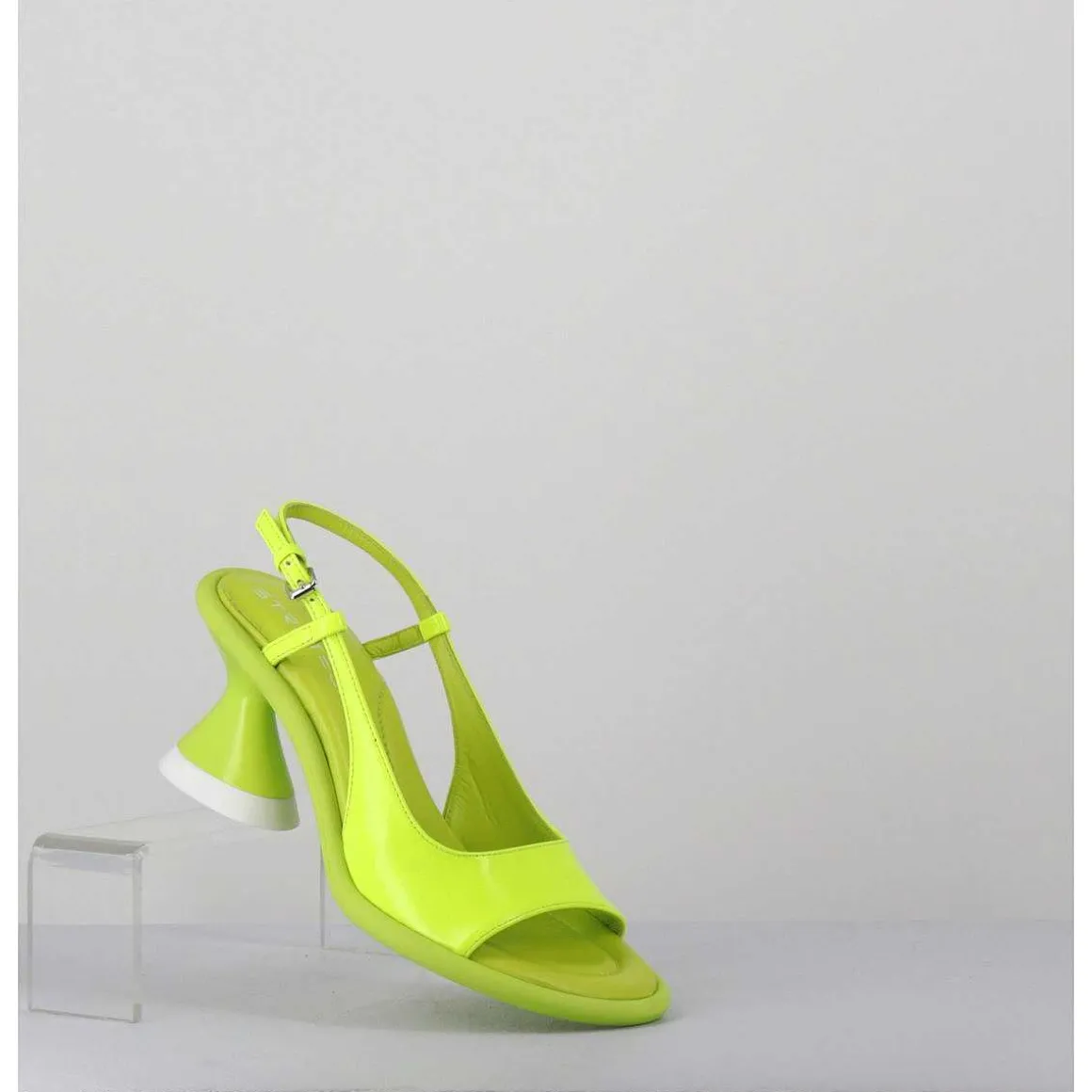 Sandales Talon Geometrique Jaune Fluo - A5411 Giallo Cedro