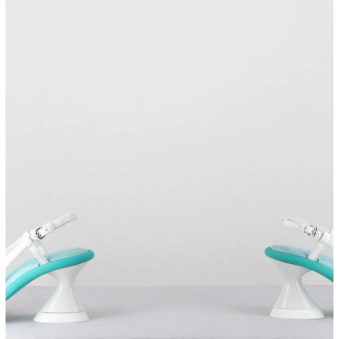 Sandales Talon Geometrique Blanc & Bleu - A5411 Bianco Acqua