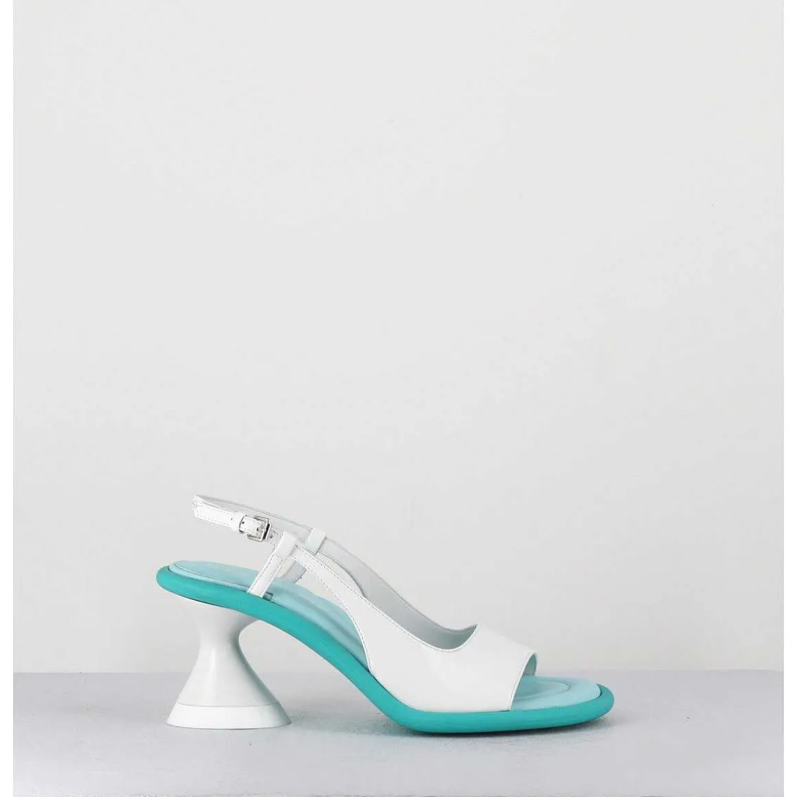 Sandales Talon Geometrique Blanc & Bleu - A5411 Bianco Acqua