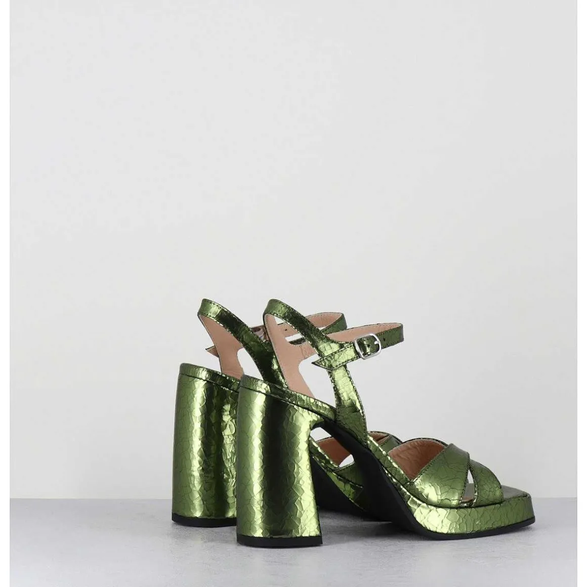 Sandales Talon Haut A Plateforme En Cuir Craquele Vert - Suma1 Crak Menta