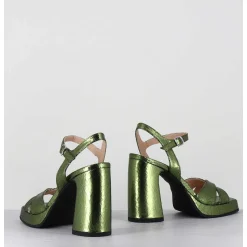 Sandales Talon Haut A Plateforme En Cuir Craquele Vert - Suma1 Crak Menta