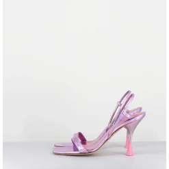 Sandales Talon Haut Cuir Metal Rose Iridescent - Ischia Cosmo Candy