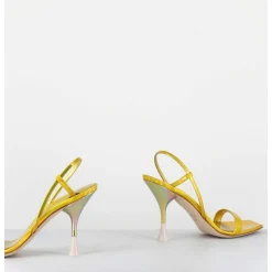 Sandales Talon Haut Cuir Metal Jaune Iridescent - Nischia Cosmo Lime