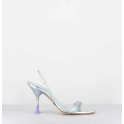 Sandales Talon Haut Cuir Metal Argent Iridescent - Ischia Cosmo Silver