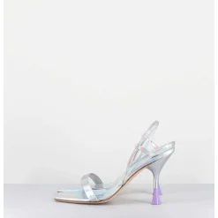 Sandales Talon Haut Cuir Metal Argent Iridescent - Ischia Cosmo Silver