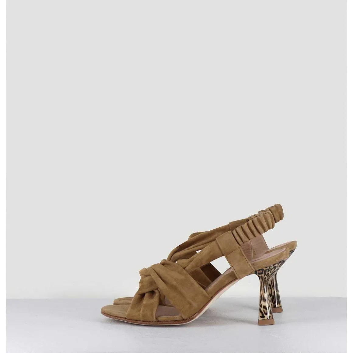 Sandales Talon Leopard En Daim Marron - Capa Militare
