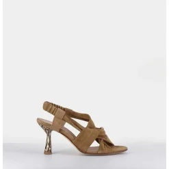 Sandales Talon Leopard En Daim Marron - Capa Militare