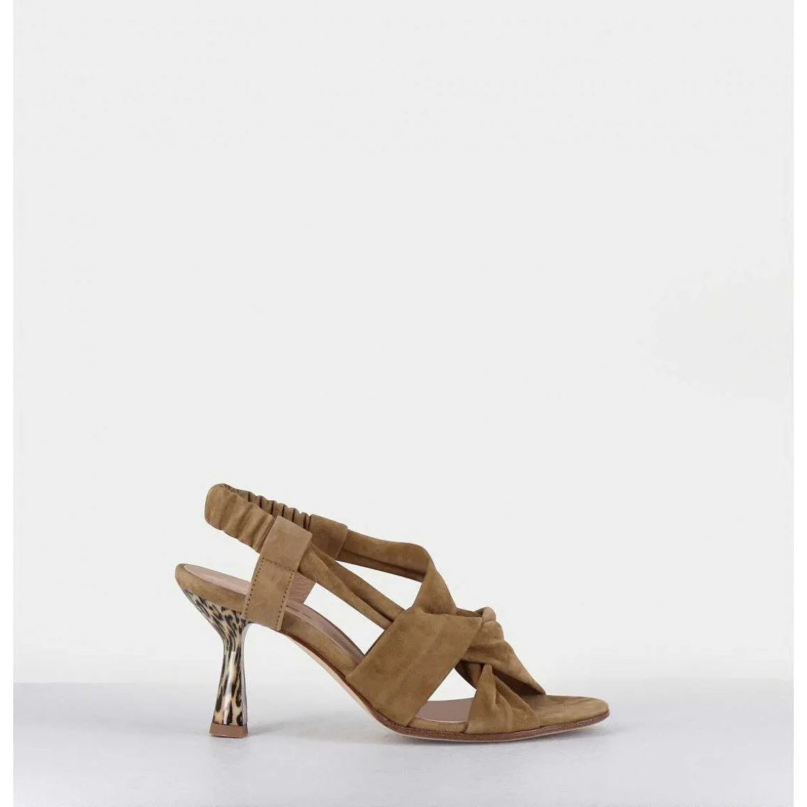 Sandales Talon Leopard En Daim Marron - Capa Militare