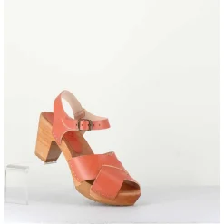 Sandales-Sabots A Talon Leger En Cuir - 457-047 Vegetal Rose