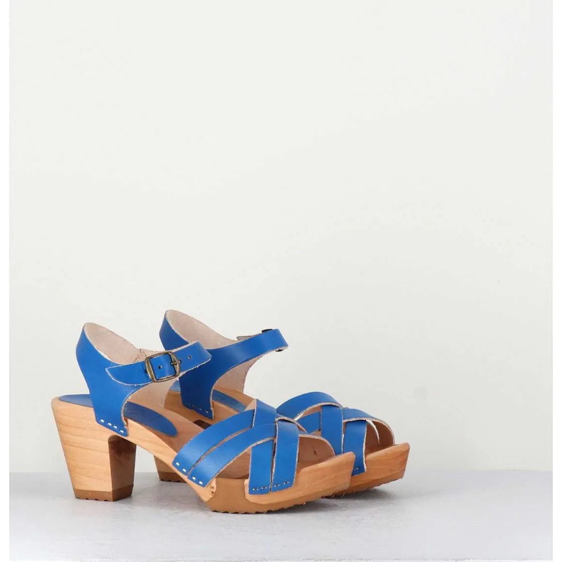 Sandales-Sabots A Talon Leger Bleu Indigo - 236-047 Vegetal Bleu