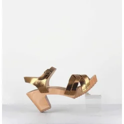 Sandales-Sabots A Talon Leger Metallise Or Bronze - 236-109 Old Metal