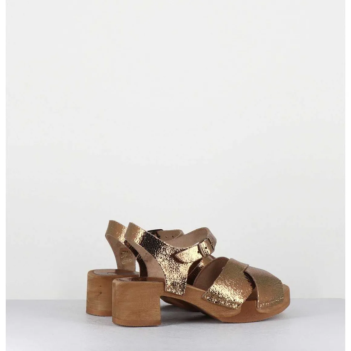 Sandales-Sabots Flexible Cuir Bronze Petit Talon - 457-288 Old Metal