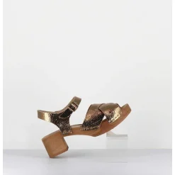 Sandales-Sabots Flexible Cuir Bronze Petit Talon - 457-288 Old Metal
