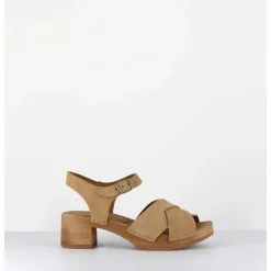 Sandales-Sabots Flexible Daim Camel Petit Talon - 457-288 Daim Tan