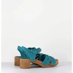 Sandales-Sabots Flexible Daim Bleu Petit Talon - 236-059 Daim Cobalt