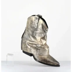 Santiag Guetre Zip Cuir Dore Patine - E3973 Mister Oro